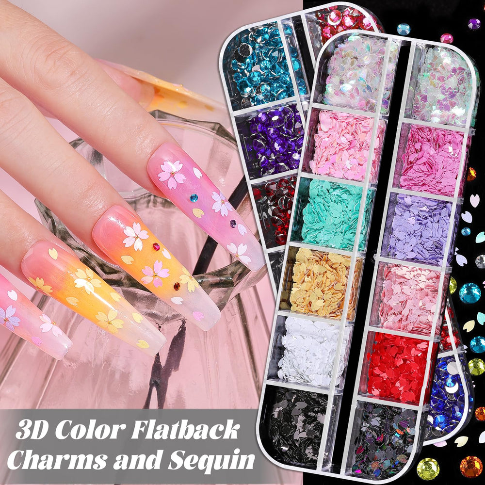 Umillars nail pearls and flower charms for delicate detail