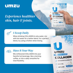 Unflavored ZuCollagen powder being added to a beverage