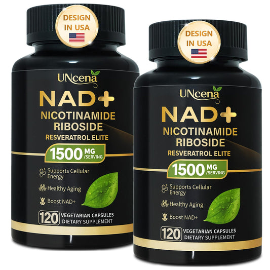 UNcena NAD Supplement 1500mg bottle with liposomal NAD+ NR and resveratrol