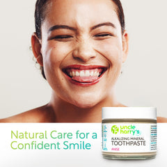 Earth-friendly glass jar packaging for Uncle Harry's toothpaste