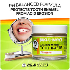 Glass jar packaging of Uncle Harry's toothpaste