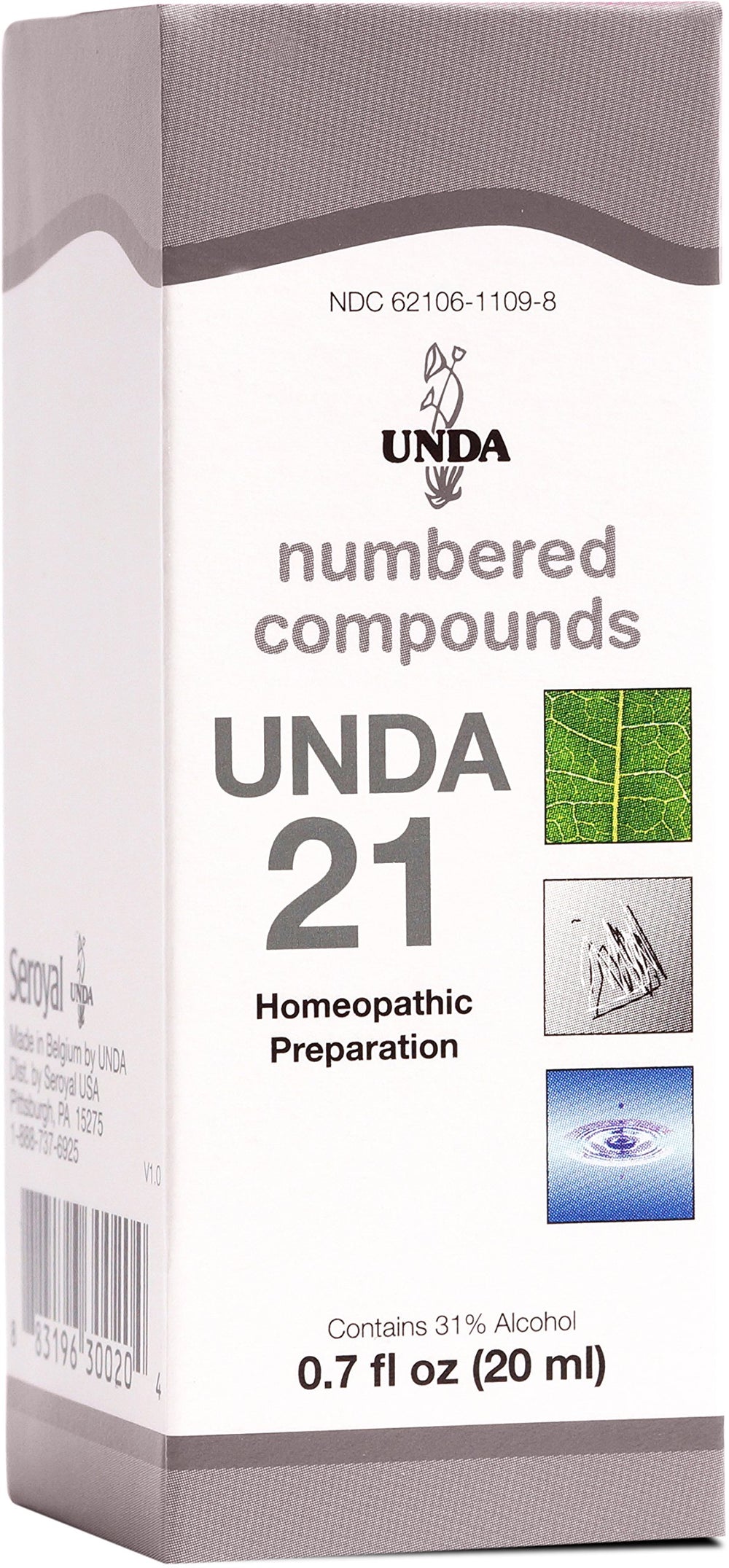 UNDA 21 Numbered Compounds bottle label