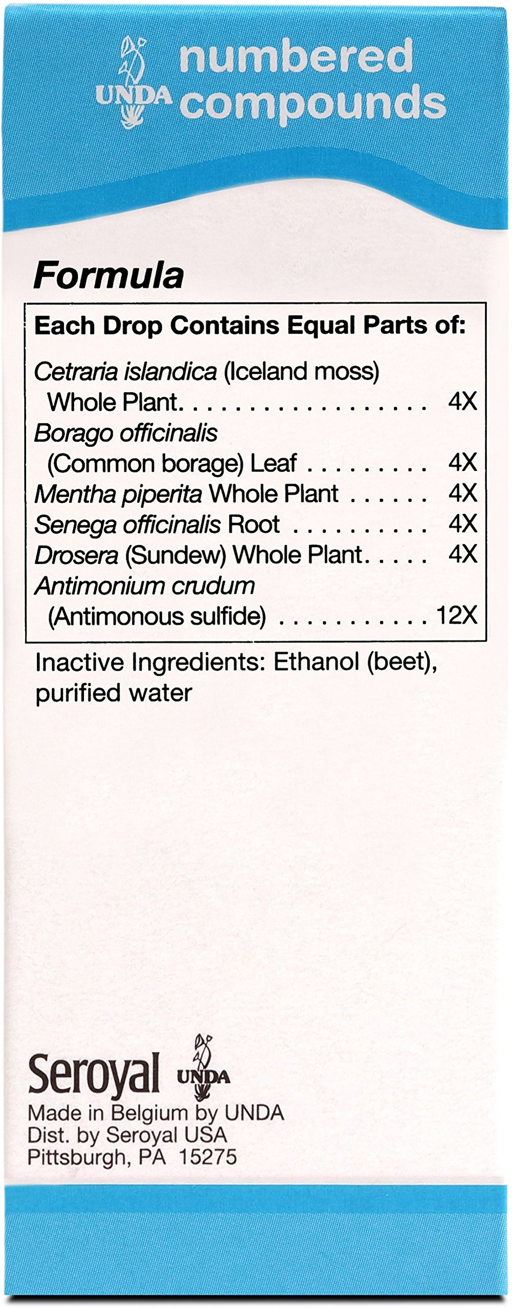 Close-up of UNDA 27 Numbered Compounds bottle