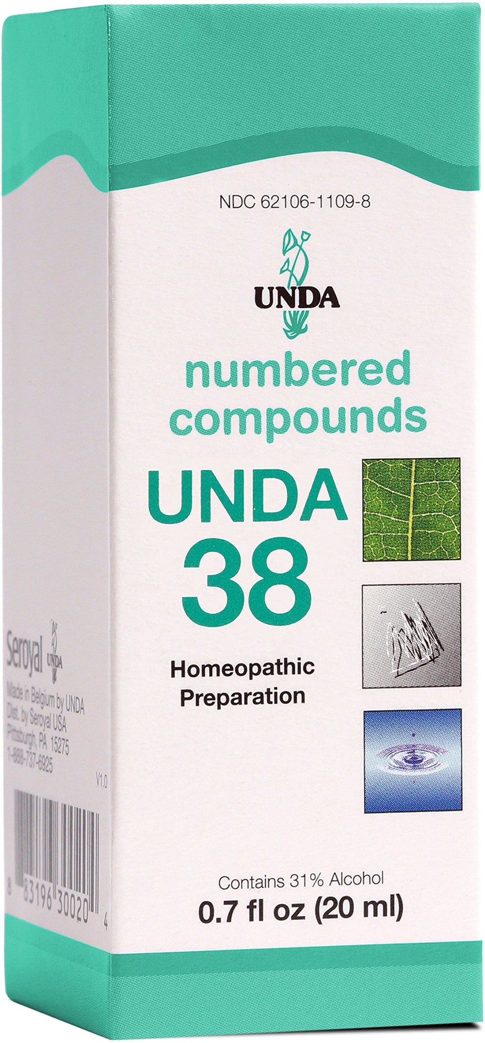 UNDA 38 Numbered Compounds bottle with label