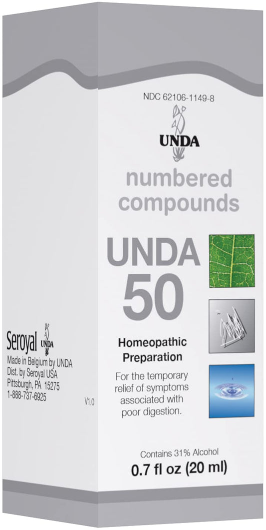 UNDA 50 Numbered Compounds homeopathic bottle with label