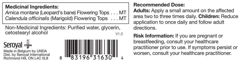 Ingredients included in UNDA Arnica Cream