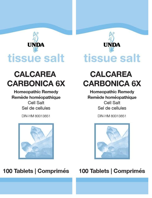 UNDA Calcarea Carbonica 6X 2-pack packaging with 100 tablets per pack