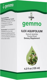 UNDA Gemmo Therapy Ilex Aquifolium bottle label, 4.2 fl oz
