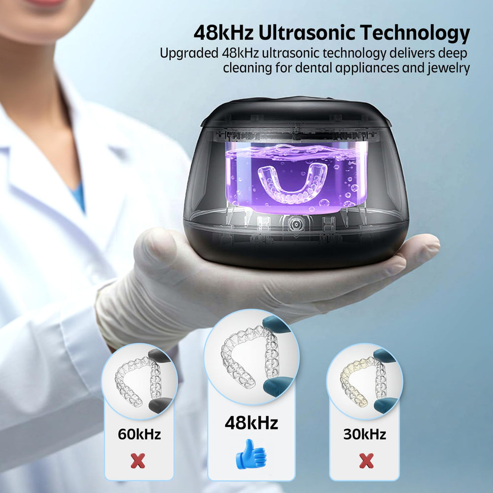 Under-lid UV lights providing sanitation for retainers and aligners