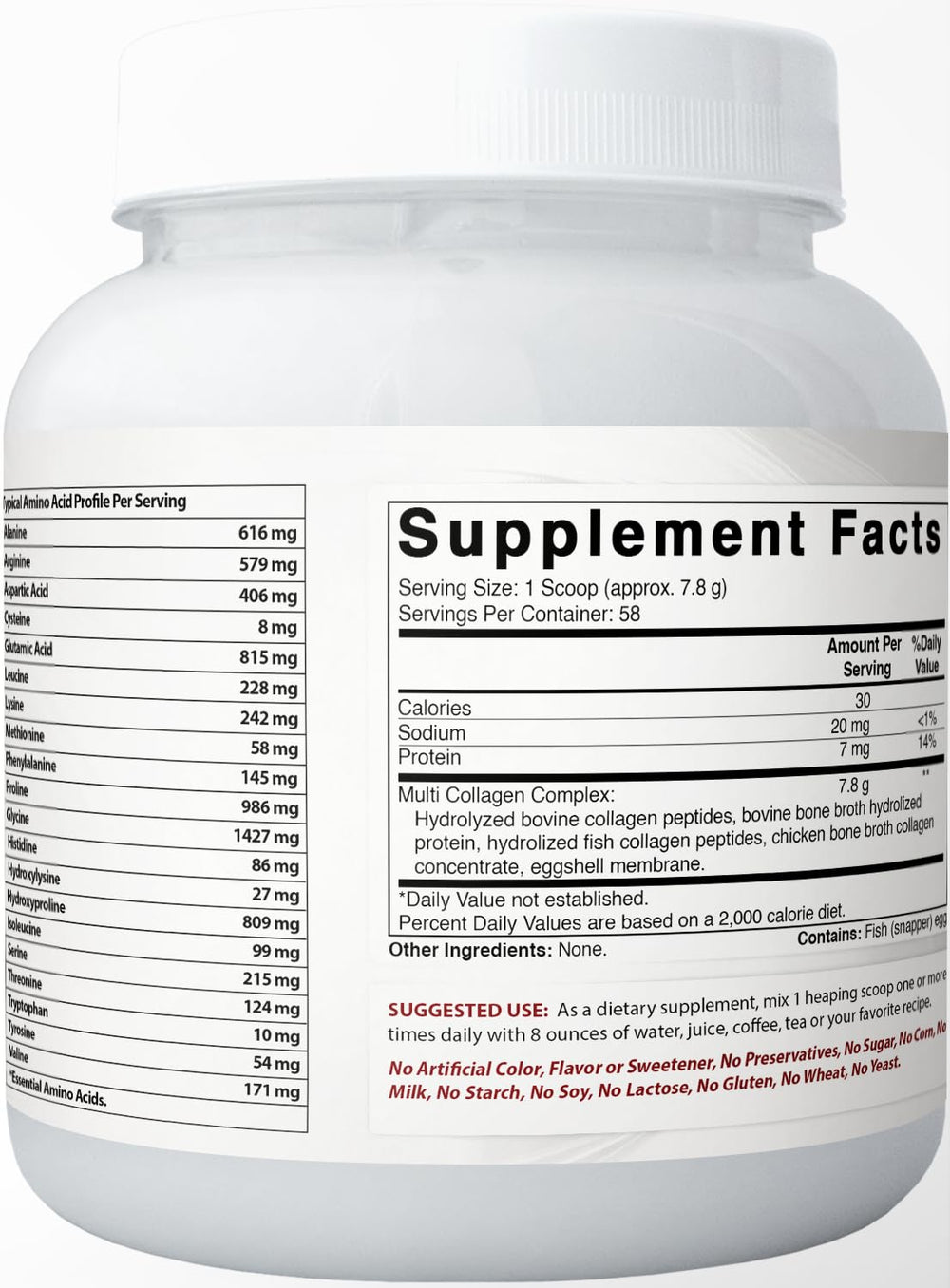Unflavored collagen powder in glass jar