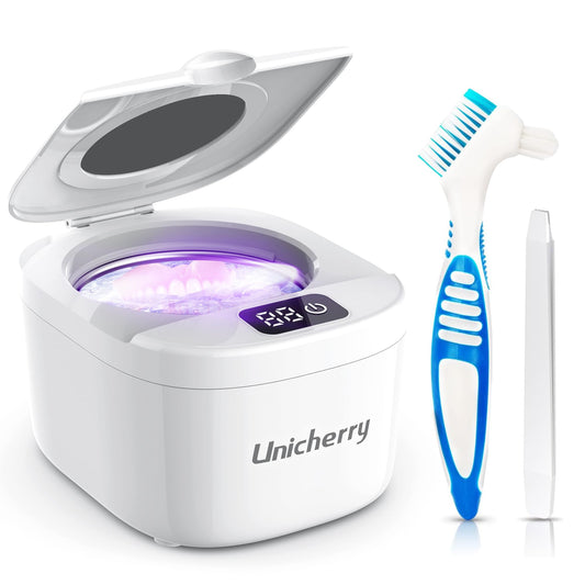 UNICHERRY Ultrasonic Retainer Cleaner device close-up with 45kHz label