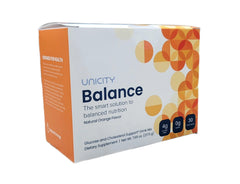 Unicity Balance Natural Orange packet ready to mix before meals for fullness