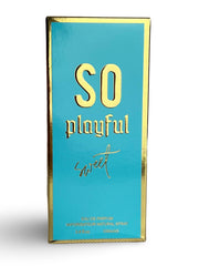 United Scents SO PLAYFUL packaging box, elegant presentation for gifting.
