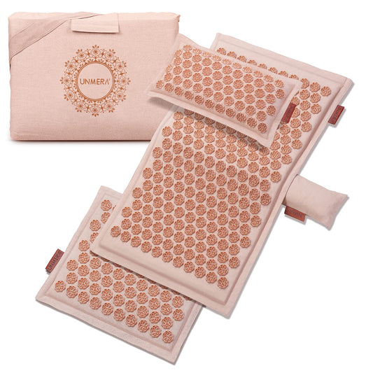 UNMERA acupressure mat with natural linen cover and coconut fiber filling