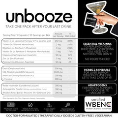 Unsupplements Unbooze night-out scene emphasizing easy capsule use