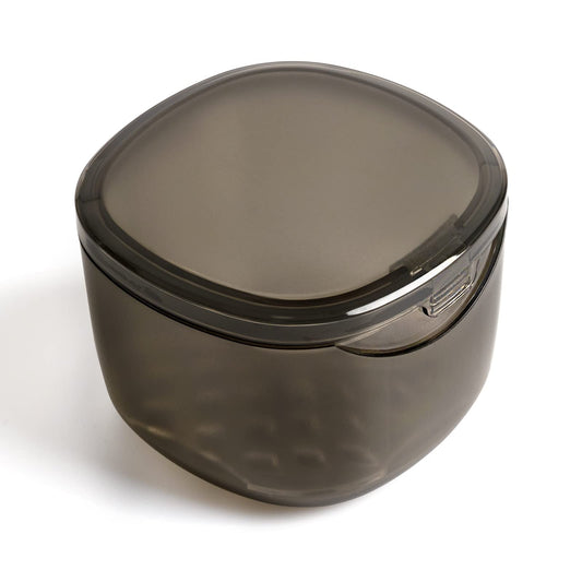Uouovo upgraded denture bath box in transparent grey with lid