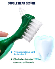 Close-up of multi-layered stiff bristles for dentures