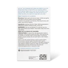 Individually wrapped pre-moistened lens wipes close-up