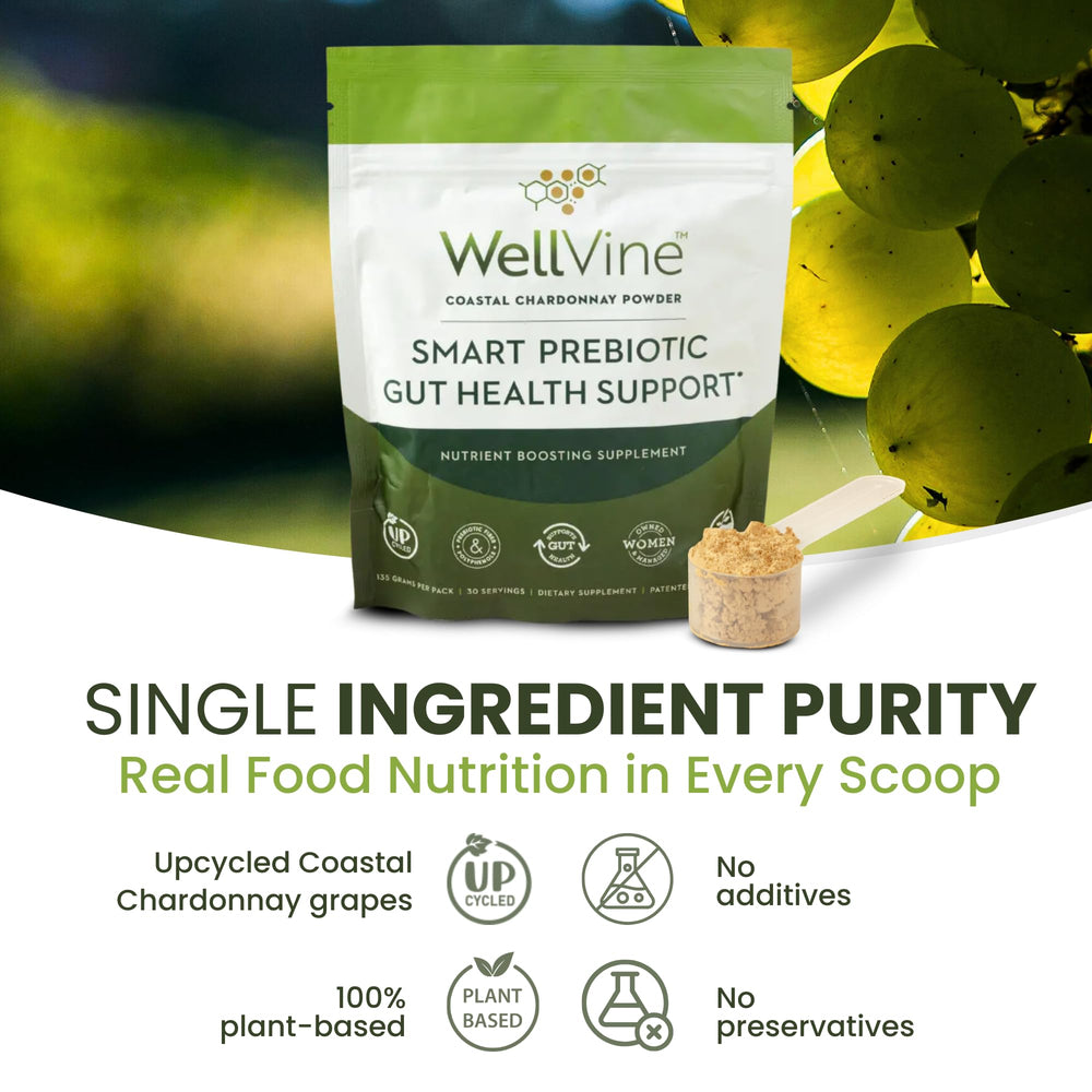 Upcycled Chardonnay grape marc ingredient used in the powder