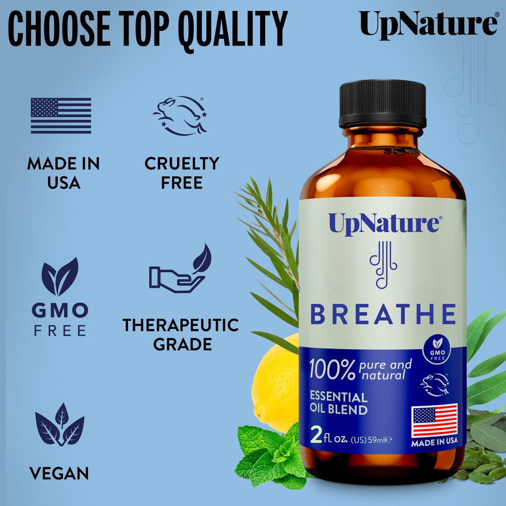 Bay laurel oil with UpNature Breathe blend label