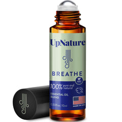 UpNature Breathe Roll-On bottle and packaging on white background