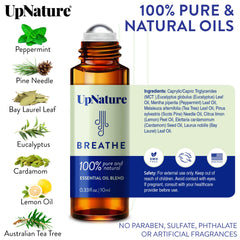 Close-up of UpNature Breathe roll-on application
