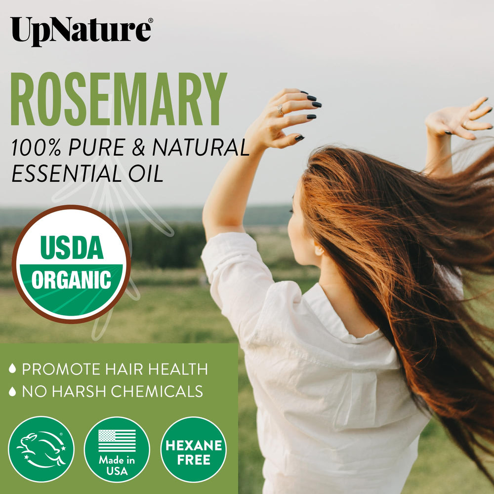 Ingredients and 100% pure rosemary oil label