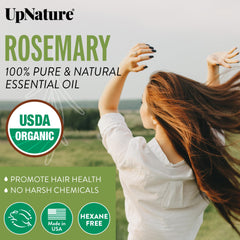 Ingredients and 100% pure rosemary oil label