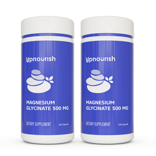 UpNourish Chelated Magnesium Glycinate 500mg capsules bottle