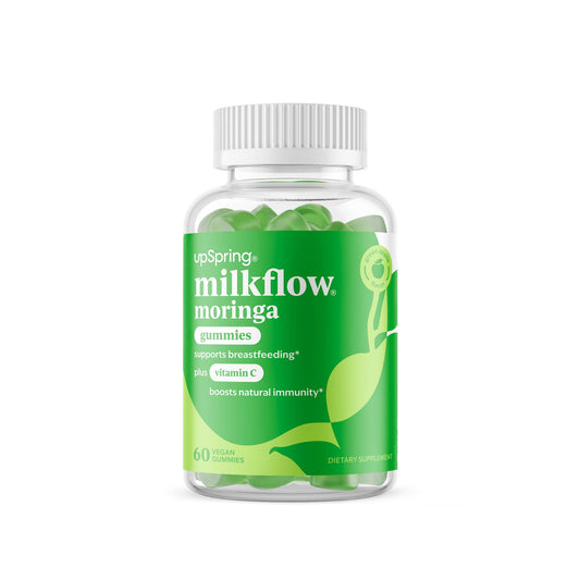 UpSpring Milkflow Moringa Gummies bottle with Green Apple flavor