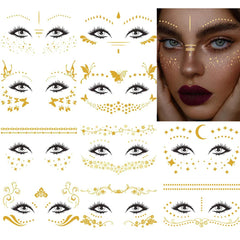 Uranian gold freckles face tattoos set1 on skin for a radiant festival look