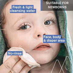 Close-up of no-rinse cleansing water packaging