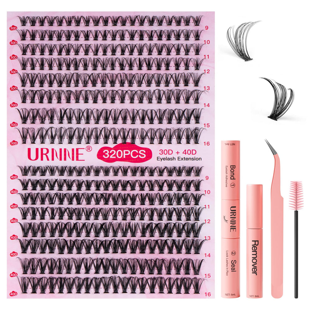 URNNE DIY lash extension kit contents for at-home use with all essential tools