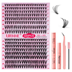 URNNE DIY lash extension kit contents for at-home use with all essential tools