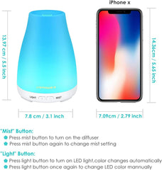 URPOWER diffuser in white with 7 color LED lights