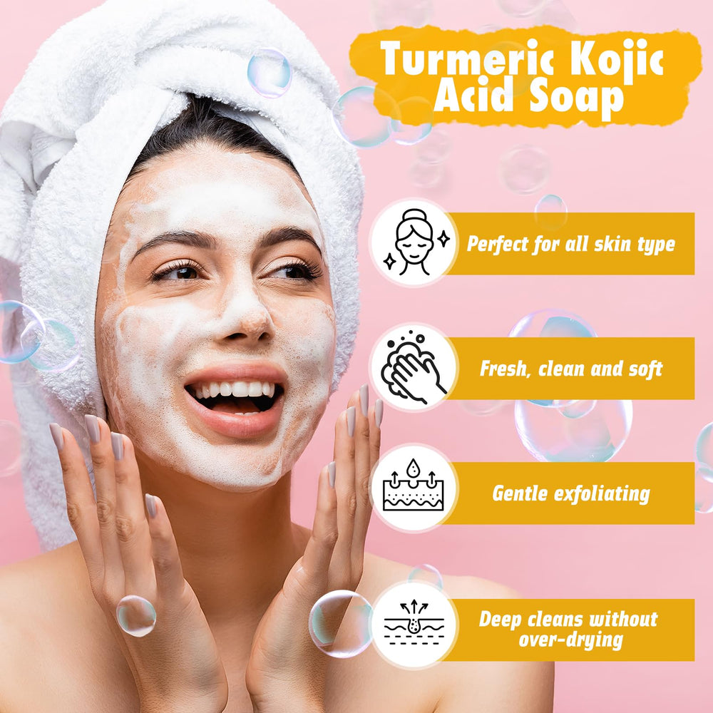 Urrznp Lemon Turmeric Kojic Acid Soap bar close-up texture for sensitive skin