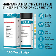 Specific gravity and ketone indicators on the strip