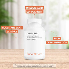 Ursolic acid capsules showing 6 capsules per day, 50 mg each