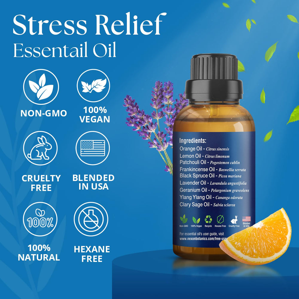 Made in USA label on Stress Relief Essential Oil Blend