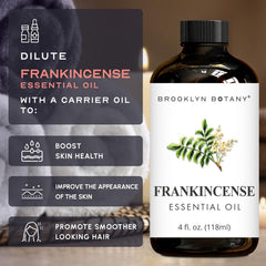 USA-bottled Frankincense oil in amber bottle
