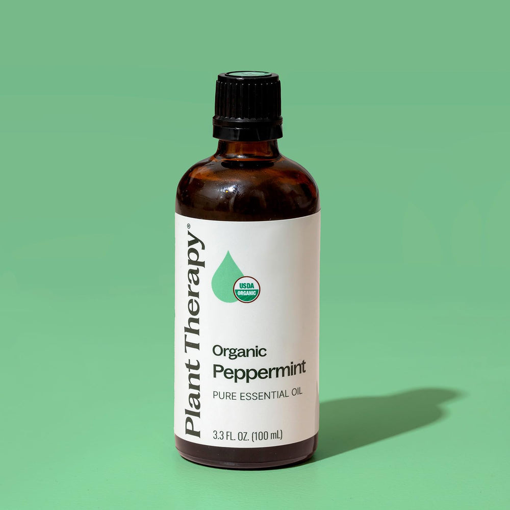 USDA Organic certification label for peppermint oil.