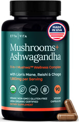 USDA Organic Lions Mane with Ashwagandha 18,600mg serving label
