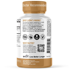 USDA Organic Lion's Mane extract ingredients panel