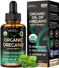 Bottle of USDA Organic Oil of Oregano Drops with Vitamin E