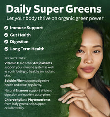 USDA Organic Super Greens tablets shown in packaging