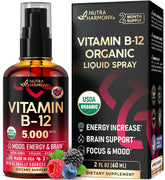 USDA Organic Vitamin B12 Sublingual Spray bottle with 2 oz