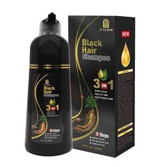 USMATEK black hair dye shampoo bottle pour showing product action for color