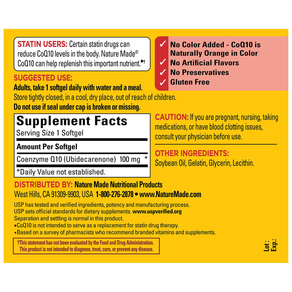 USP verified Nature Made CoQ10 100 mg