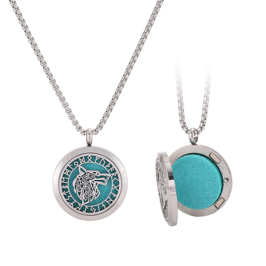 UTHOSMDO Viking necklace diffuser pendant closeup for on-the-go aromatherapy.
