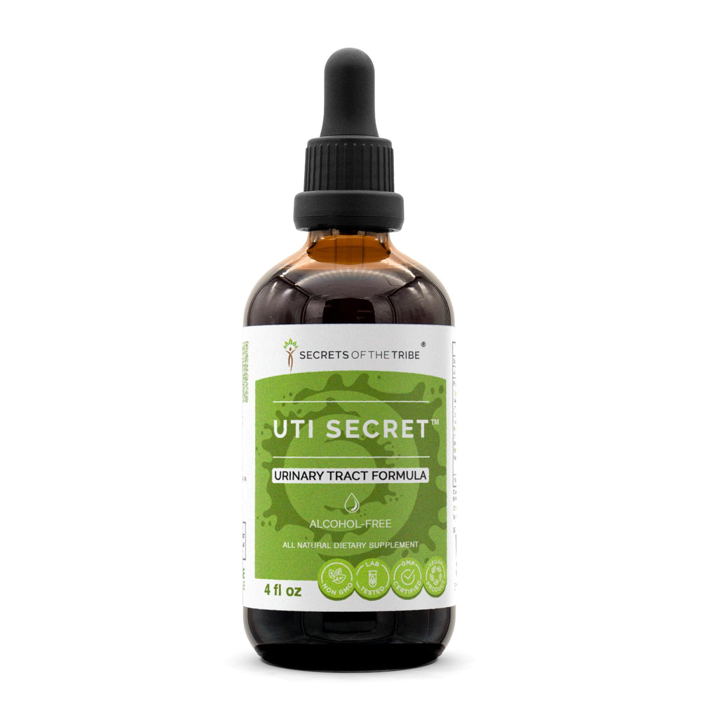 Front view of UTI Secret Alcohol-Free Extract 4 oz bottle